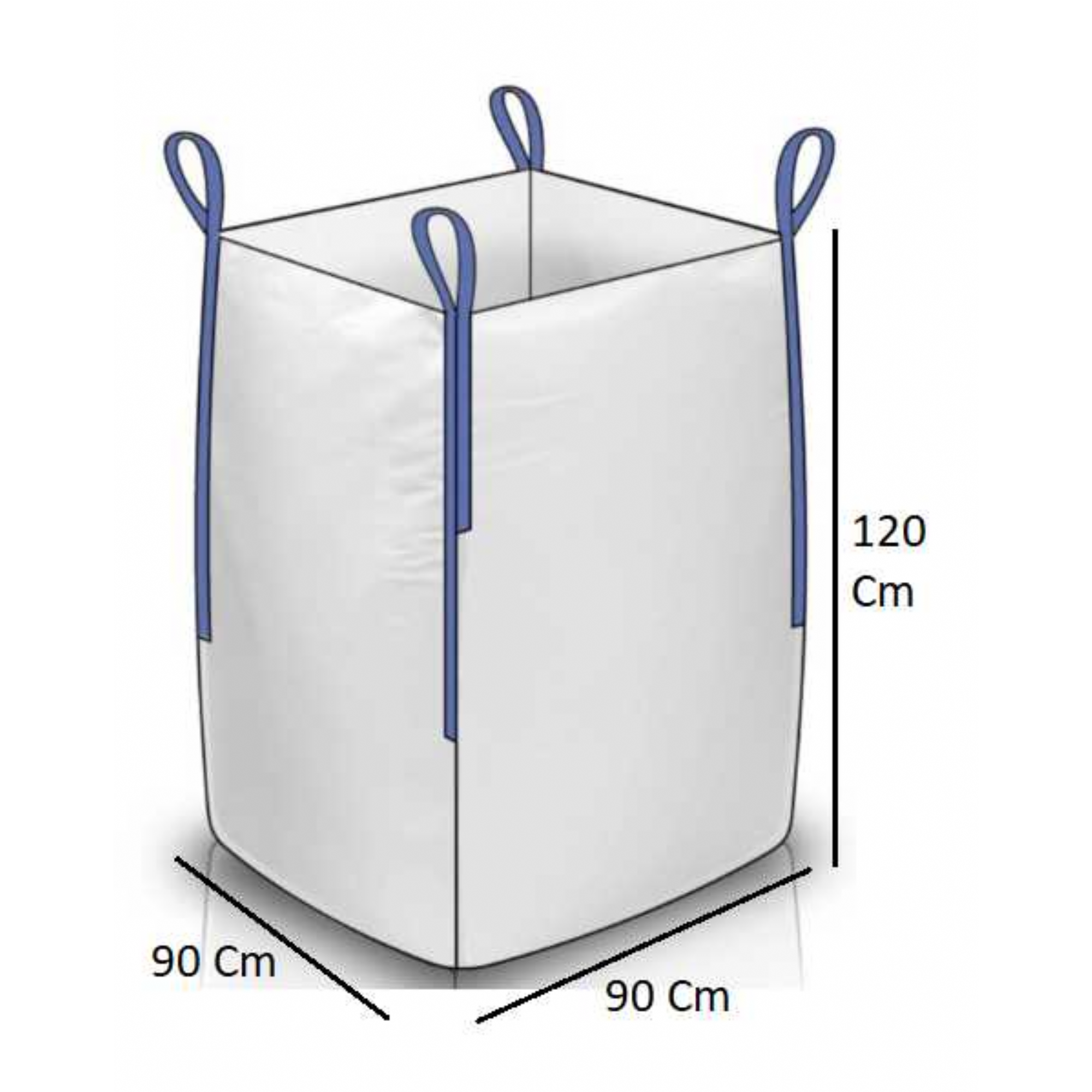 Big Bag MULTISAC 395/R Pour Amiante - 90x90x100 Cm, Capacité 1000 Kg, Fond Plat Et Chemise - Lot De 5 - 5