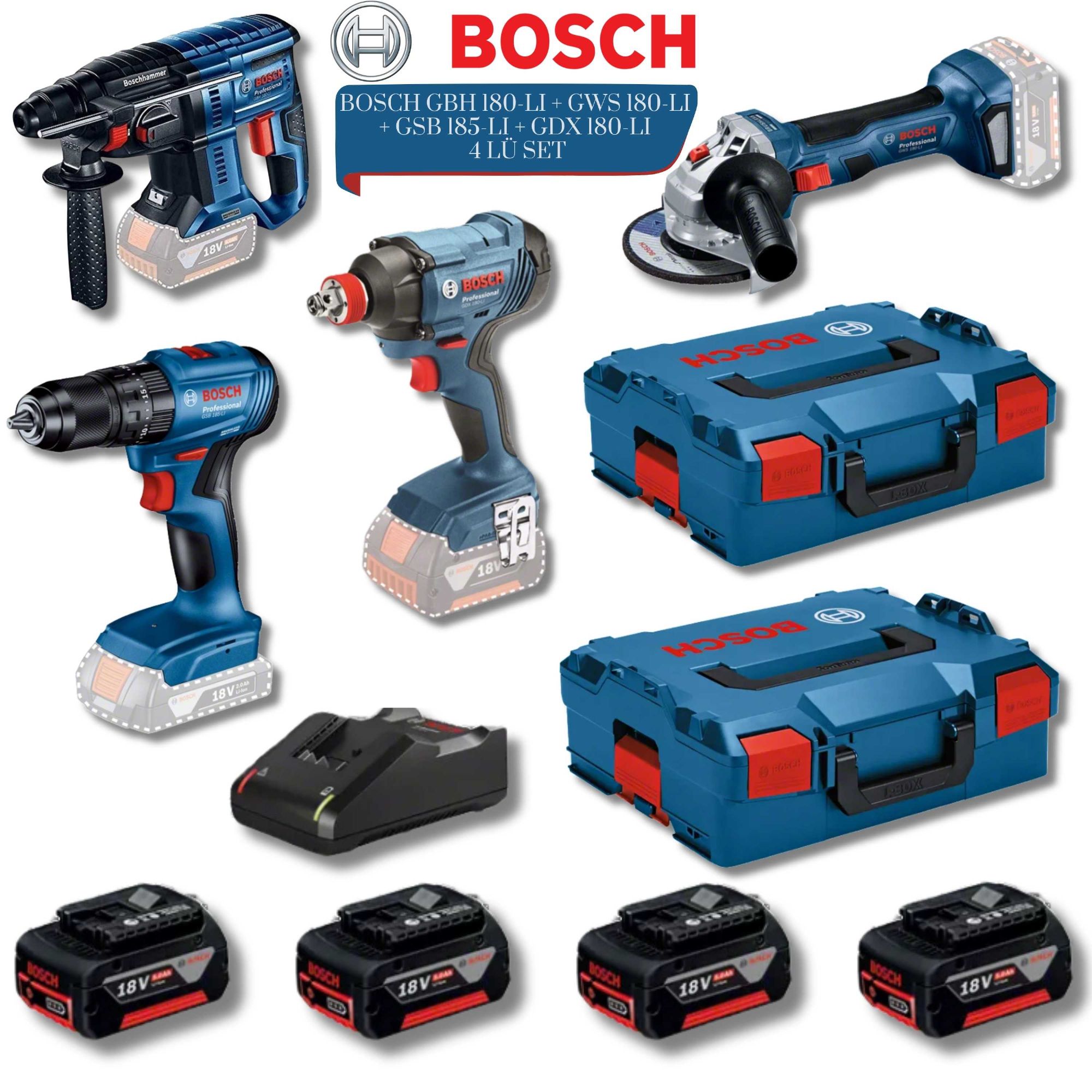 Bosch GBH 180 LI GWS 180 LI GSB 185 LI GDX 180 LI 4 lu Set koldoor